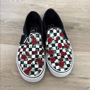 Vans Asher Rose Checkerboard Slip on Vans -Size 9.5